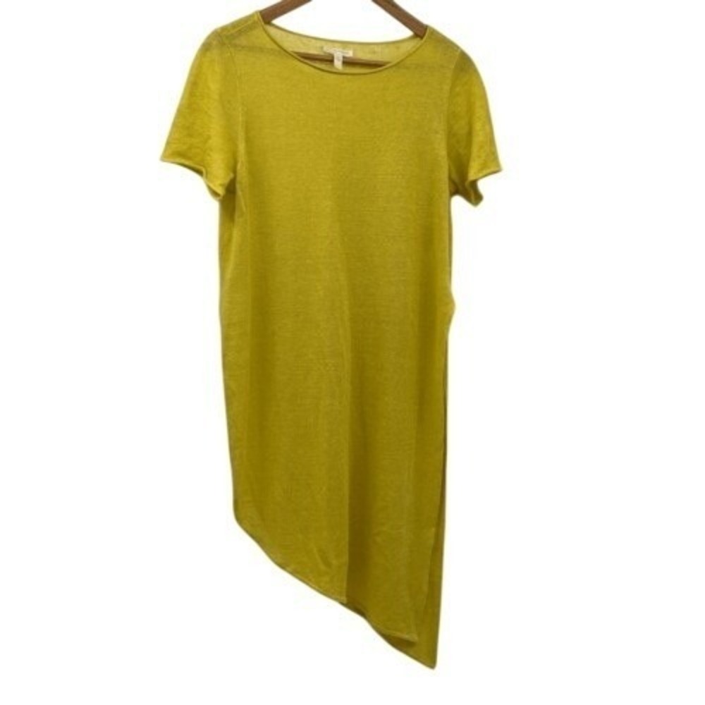 Eileen Fisher Top Tunic Women Small Yellow Quiet Luxury Minimalist Beachy Linen